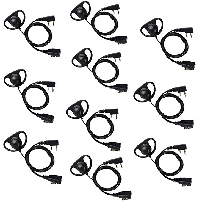 KENMAX 2 Pin PTT MIC Earhook Earpiece for 2-Way Radio KENWOOD PUXING TYT BAOFENG UV5R 888S