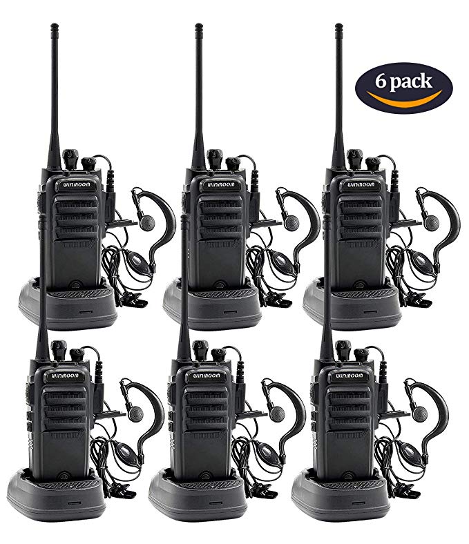 Winmoom intercoms wireless for home 2 way radios midland walkie talkies waterproof Two-way 2 Radios with Earpiece 6 Pack UHF 400-480Mhz 1800mAh Li-ion Battery and Charger included