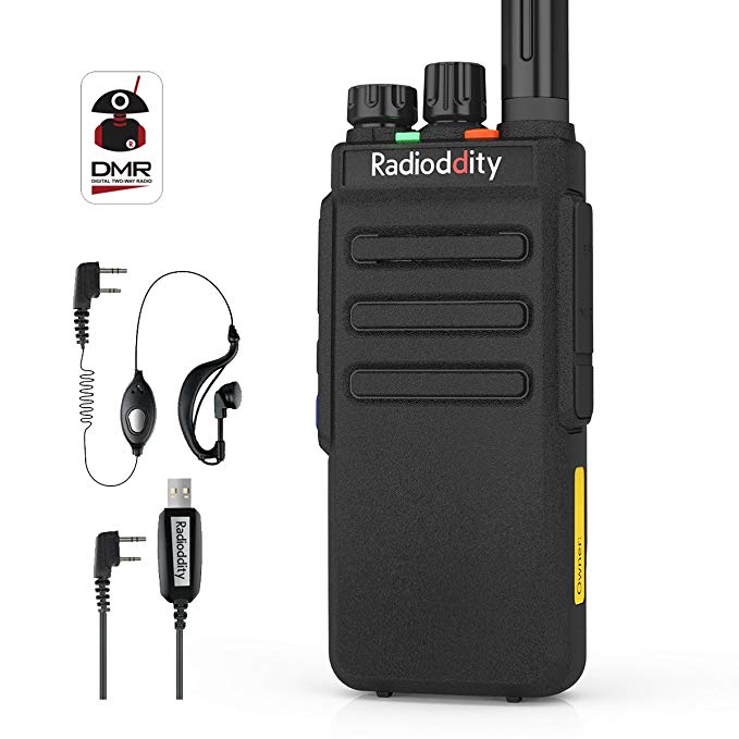Radioddity GD-77S DMR Dual Band Two Way Radio Digital/Analog VHF/UHF Long Range Handheld Walkie Talkie 1024CH, Voice Prompt, Commercial Use, with Programming Cable, Original Earpiece and 2 Antennas
