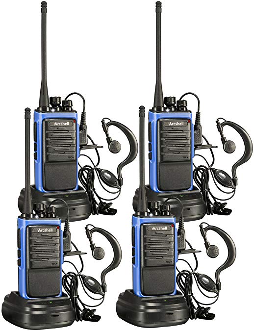 Arcshell Rechargeable Long Range Two-way Radios with Earpiece 4 Pack UHF 400-470Mhz Walkie Talkies Li-ion Battery and Charger included
