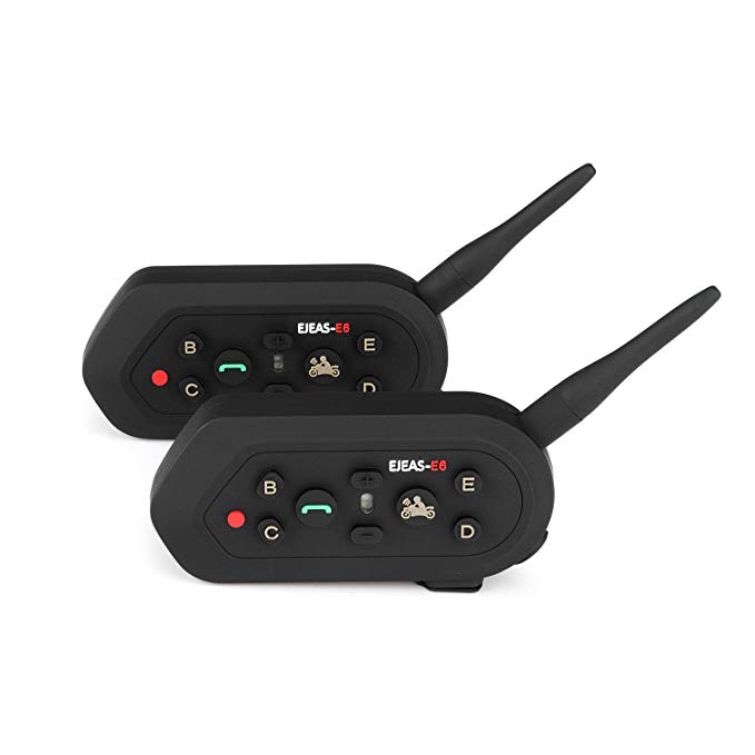 EJEAS 2PCS E6 Bluetooth Intercom 1.2KM Full Duplex Interphone for Outdoor Sports Motorbike Skiing Camps Instant Communication Purpose - Lightwish