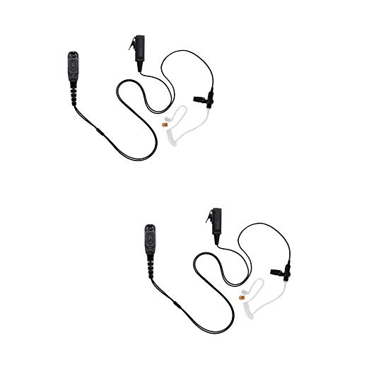 2 Pack Maxtop ASK4038-M9 2-Wire Clear Coil Surveillance Headphone for Motorola MTP850 MOTOTRBO XPR-6550 XPR-7580