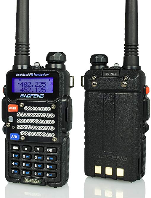 Baofeng Radio US BF-F9 V2+ 8-Watt Hi-Power (USA Warranty) Dual-Band 136-174/400-520 MHz Hand Held Ham Radio Two-Way Transceiver - With Battery, Earpiece, Antenna & Charger (Black)