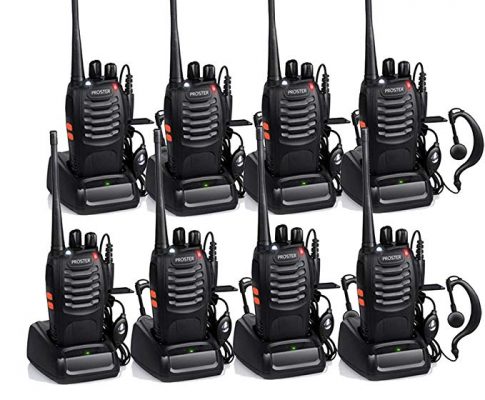 Proster Walkie Talkies Two Way Radio 16 Channel Rechargeable Walkie Talkie Ham Radio Tracsceiver UHF 400 to 470 MHz CTCSS DCS with Original Earpiece and USB Charger 4 Pair Review