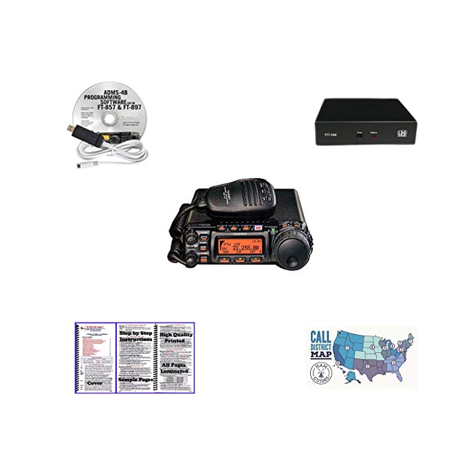 Yaesu FT-857D Radio -ADMS-4B Programming Software/Cable - LDG YT-100 Tuner - Nifty Guide - Ham Guides ™ Pocket Reference Card Bundle!