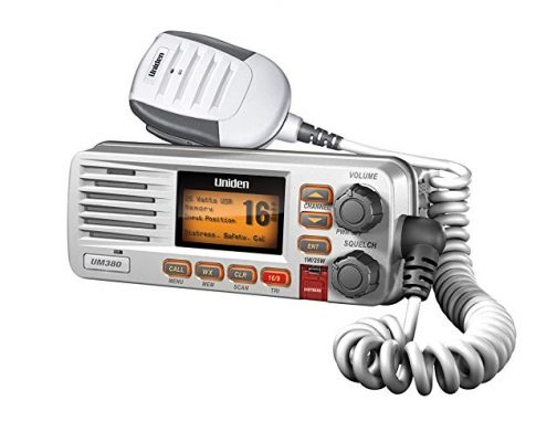 Uniden UM380 25 Watt Fixed Mount Marine VHF Radio, Class D, DSC, Waterproof Level IPX4/JIS4. S.A.M.E. Emergency/NOAA Weather Alert. USA/International and Canadian Marine Channels – Color White Review
