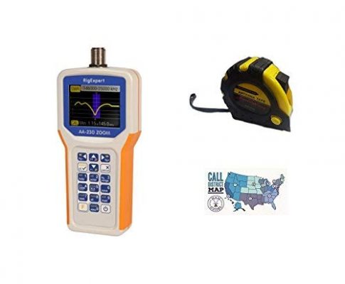 Bundle – 3 Items – Includes RigExpert AA-230 ZOOM Antenna Analyzer 100kHz up to 230MHz with the New Radiowavz Antenna Tape (2m – 30m) and HAM Guides Quick Reference Card Review