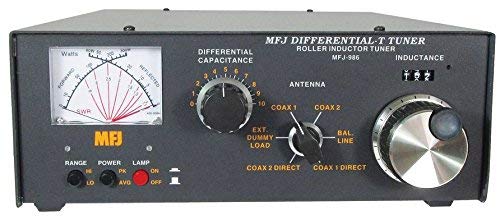 MFJ Enterprises MFJ-986 1.8 ~ 30 MHz Rugged Roller Inductor Differential-T Antenna Tuner 3KW PEP Amplifier Input Power (1500 Watts PEP SSB output power). Also Covers MARS & WARC Bands.