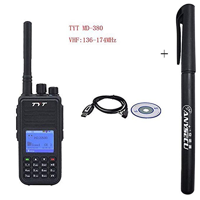 TYT MD380 Portable DMR Digital VHF136-174MHz Two Way Radio + USB Programming Cable