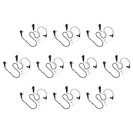 10 Pack Maxtop ASK4038-H1 2-Wire Clear Coil Surveillance Kit Earphone for Hytera TC500 RELM RP6500 RCA BR250