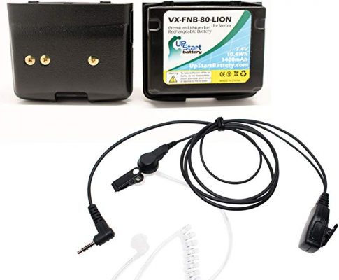 2x Pack – Yaesu/Vertex VX-5R Battery + FBI Earpiece with Push to Talk (PTT) Microphone Replacement – For Yaesu/Vertex FNB-80 Two-Way Radio Battery (1400mAh, 7.4V, Lithium-Ion) Review