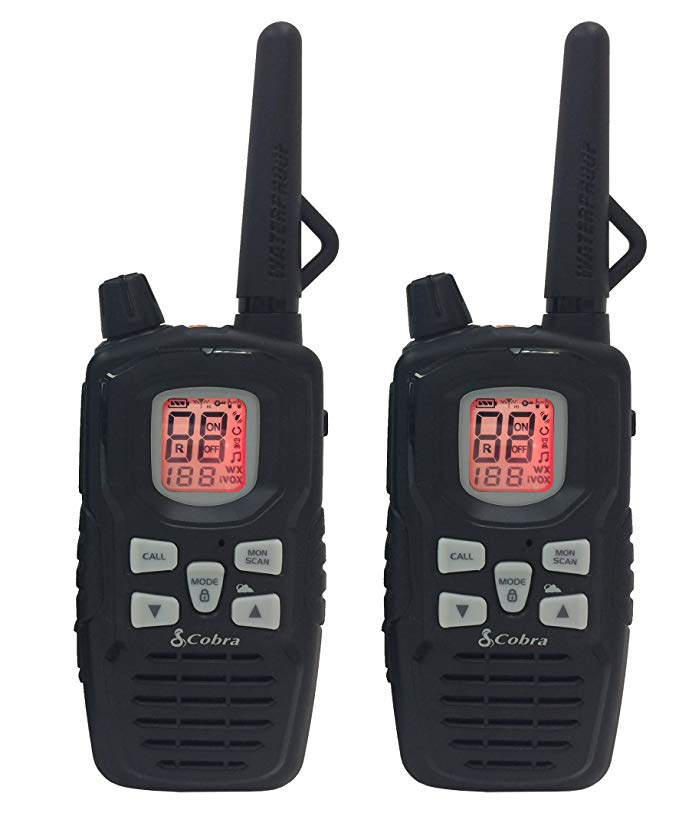 Cobra CXY800 Two-Way Radio 22 Channel FRS/GMRS, Waterproof IP54 and Dustproof, Weather & Emergency Radio, Rechargeable Batteries, Long Range 35 Mile