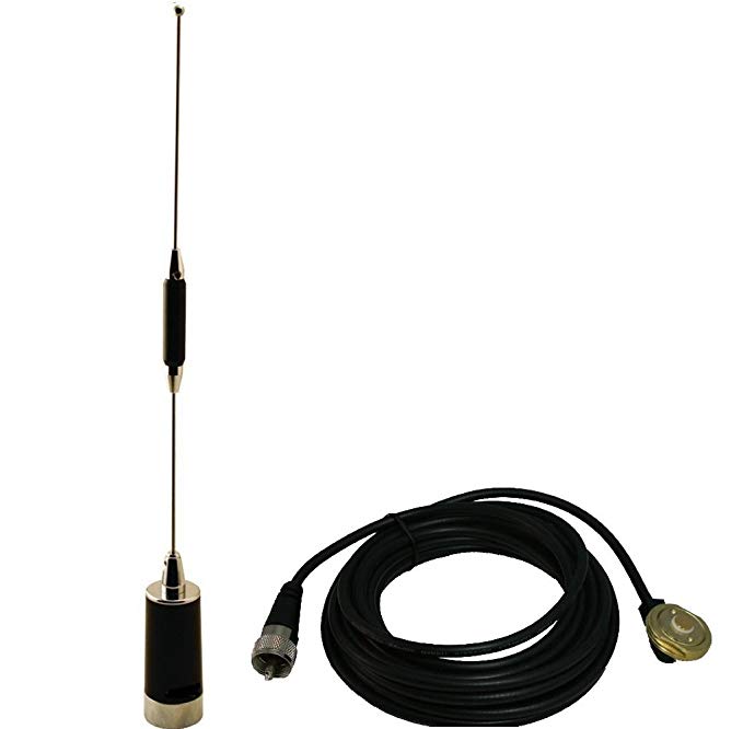 Tram 1182 1250 Dual-Band NMO 37 inch Antenna VHF 150-158 & UHF 435-470 MHz High Gain for Mobile Radios PL-259 Connector 17 ft cable