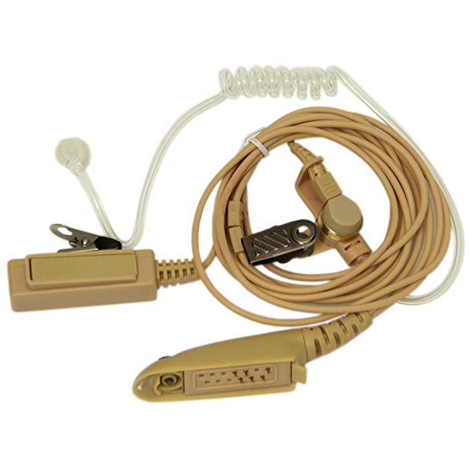 Beige Flesh Color Covert Acoustic Tube Bodyguard FBI Earpiece Headset Mic for Multi-PIN Motorola Radio