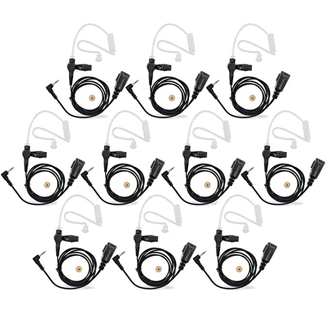 abcGoodefg Covert Acoustic Tube Headset Earpiece Police PTT Mic Motorola HYT (Hytera) Talkabout Radio Walkie Talkie MH230R MR350R MS350R MD200TPR MT350R MG160A MH230TPR 1-pin (10 Pack)