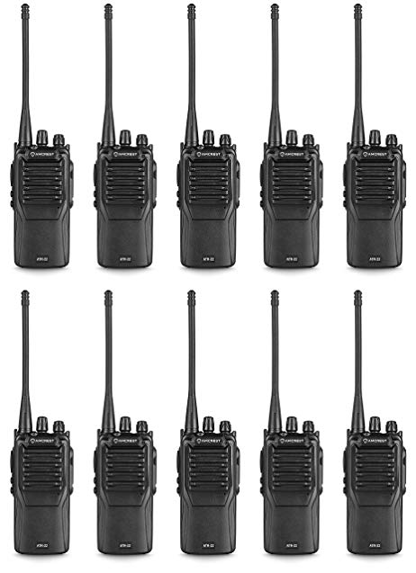 Amcrest 10-Pack ATR-22 UHF Portable Radio Walkie Talkie Frequency Range 400-470 MHz FM Transceiver 16 Programmable Channels High Power Flashlight Walkie-Talkie Two-Way Radio FCC Cert.